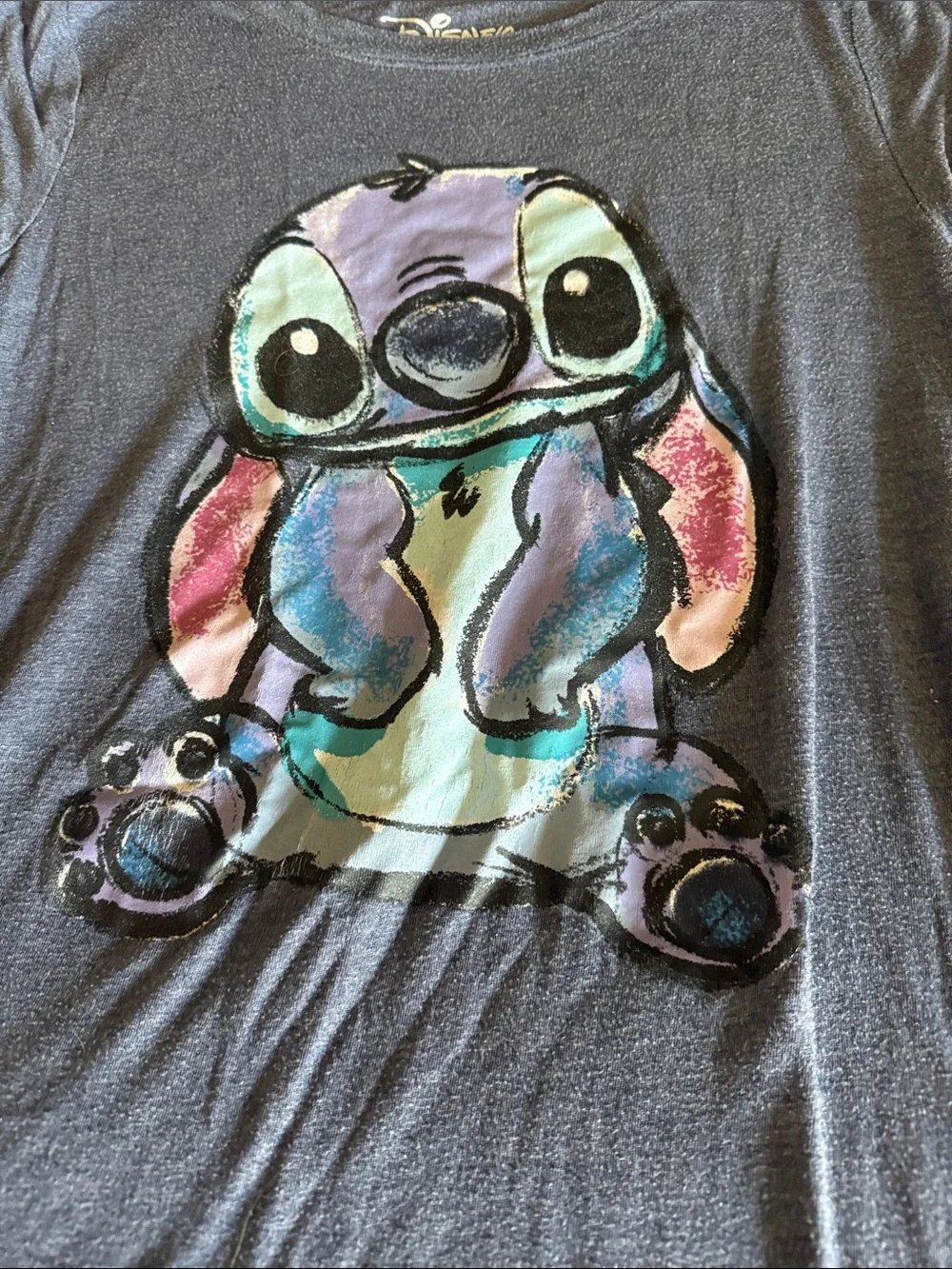 Disney Navy Short Sleeve  nightgown or sleep shirt with Colorful Stitch Graphic - Picture 3 of 4